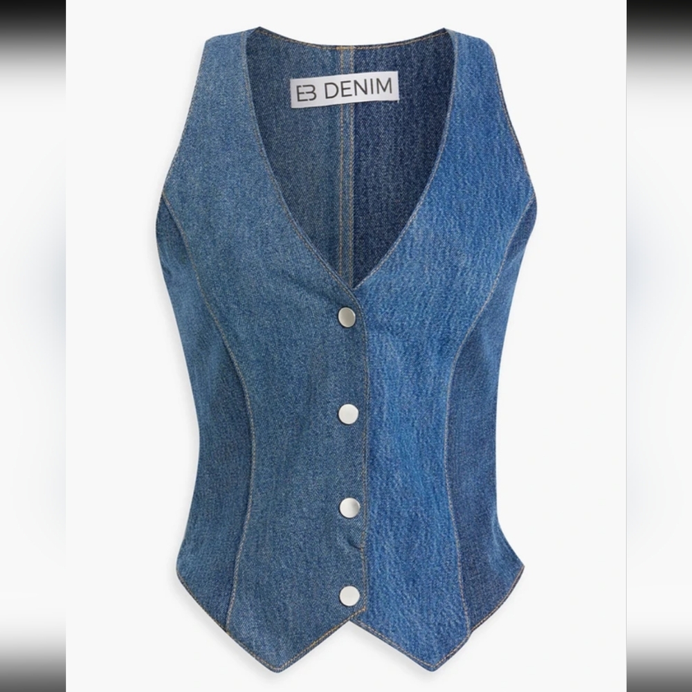 5. NWOT EB DENIM AVA VEST IN MID DENIM